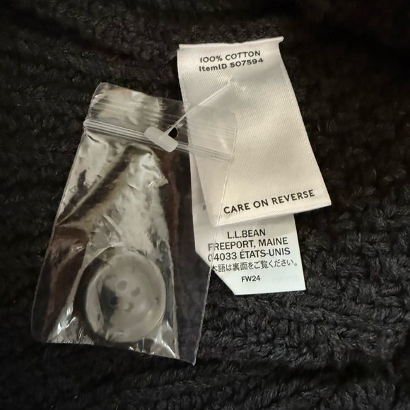 LL Bean Signature Fisherman Cardigan Cable Sweater Gray Women’s Sz L Reg 507594 - Picture 8 of 13